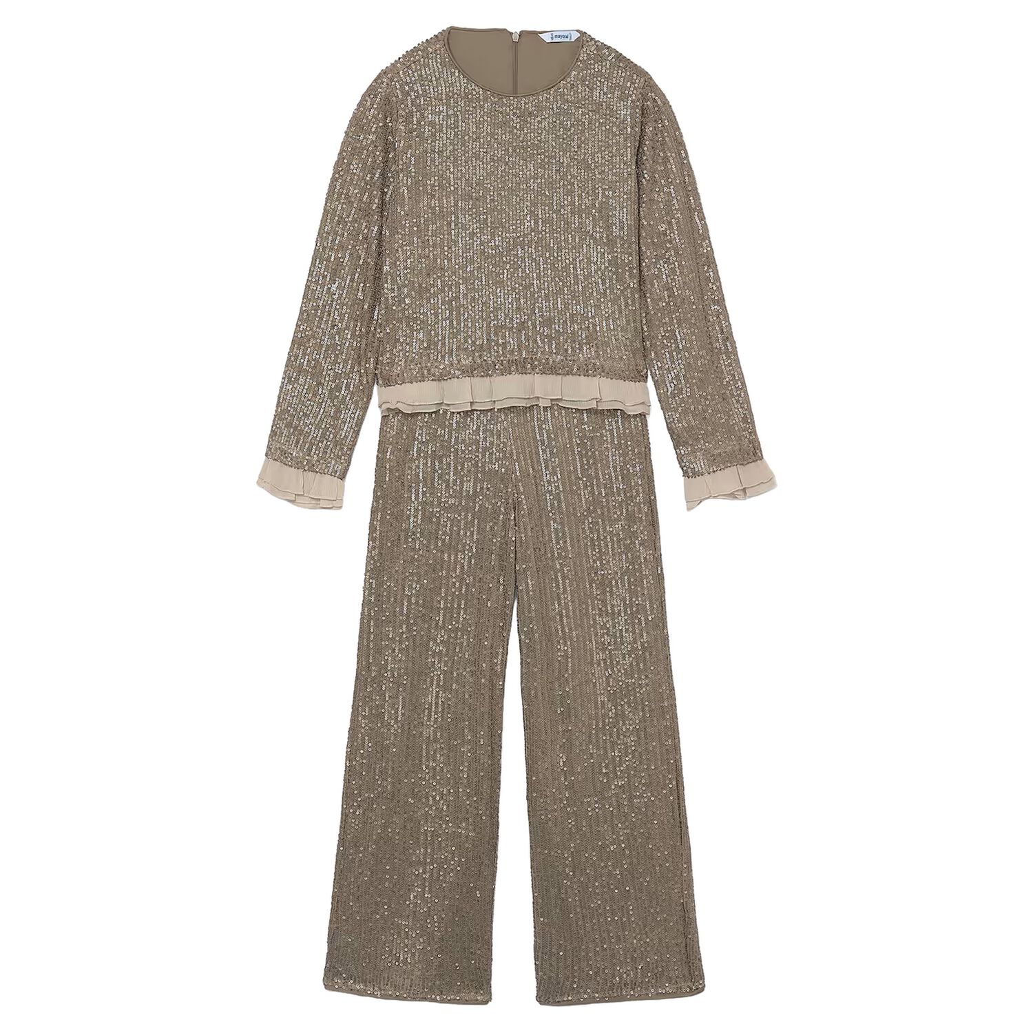 Girls Gold Sequin Trousers Set, 1, hi-res